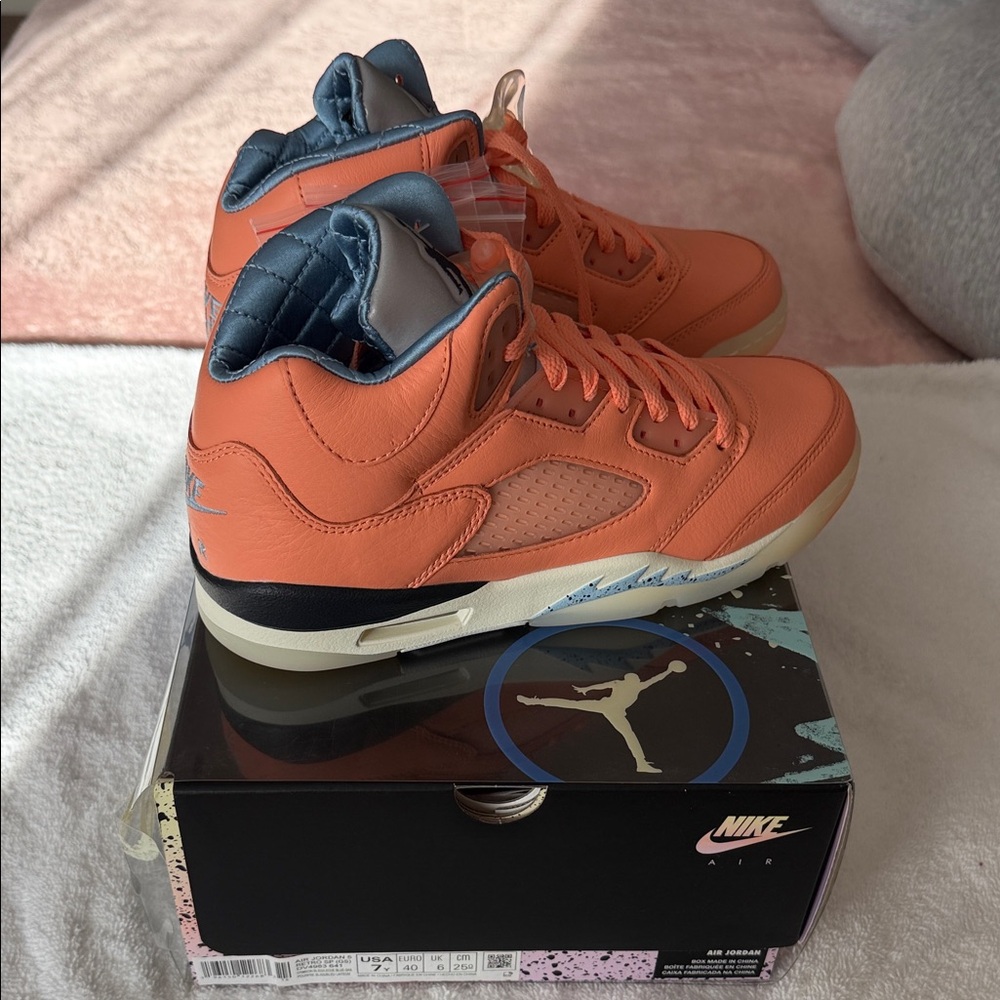 Nike Air Jordan 5 Orange and Blue Sneakers